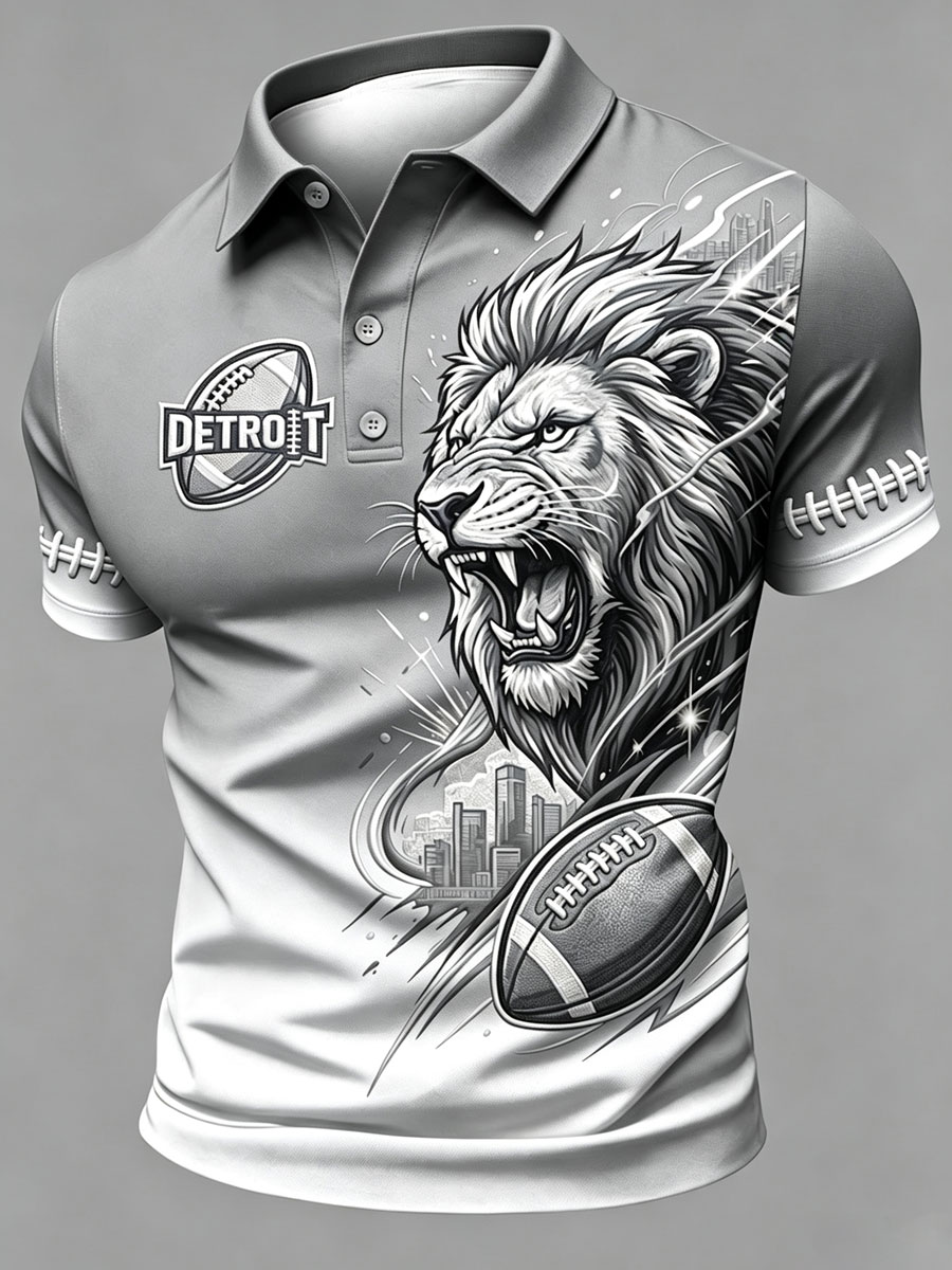 Men'S Football Fan Printed Polo Shirt