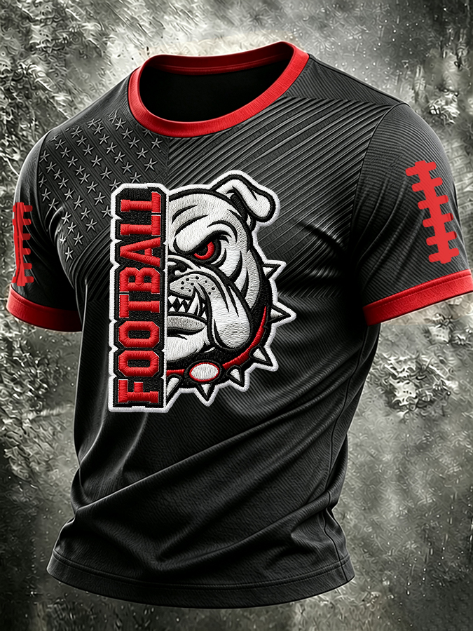 Men'S Rugby Printed Round Neck T-Shirt