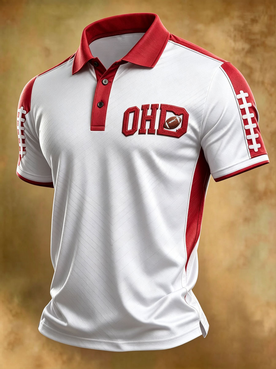 Men'S Retro Rugby Collar Polo T-Shirt