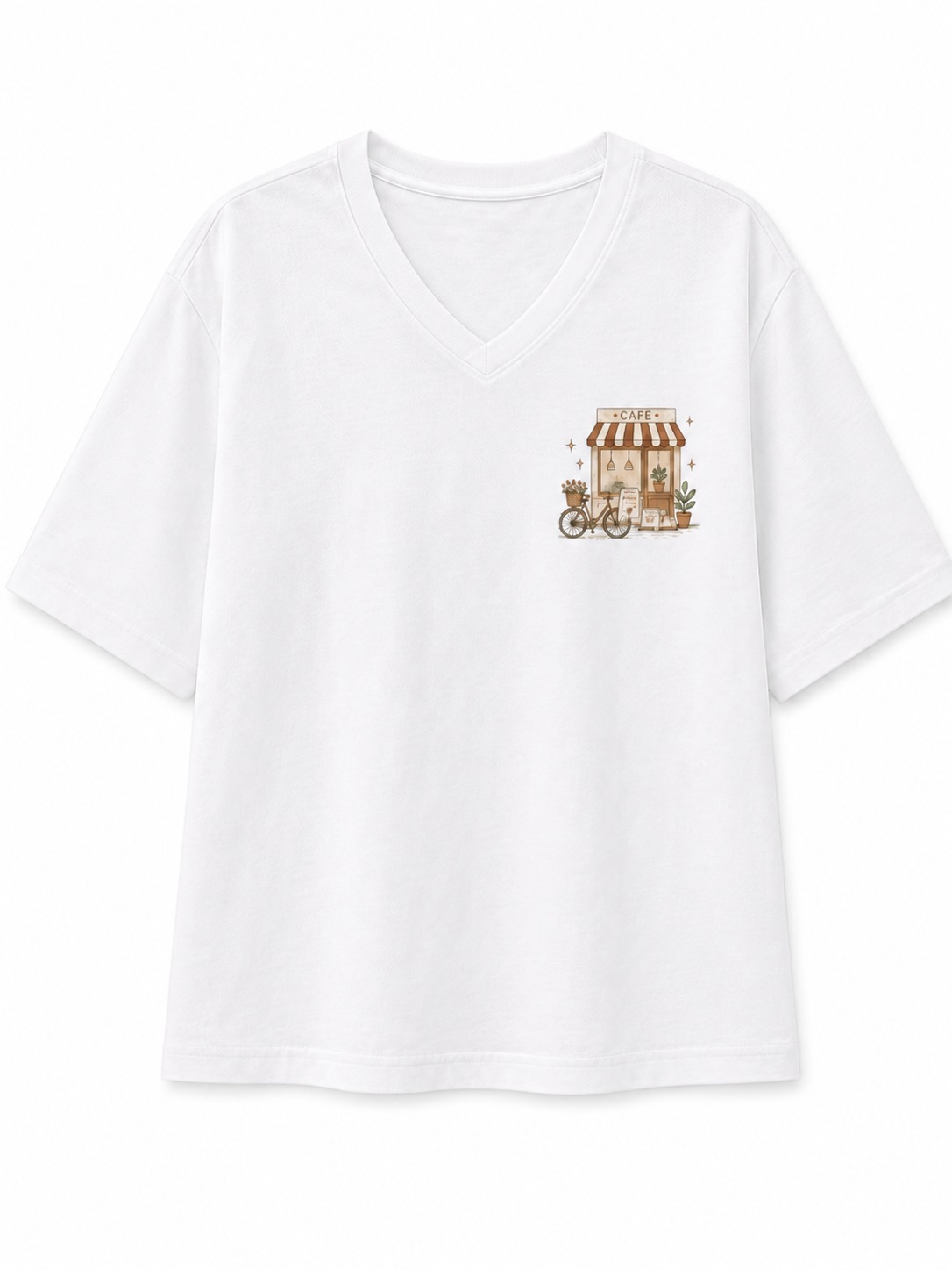 Morning Escape Cafe V-Neck Tee