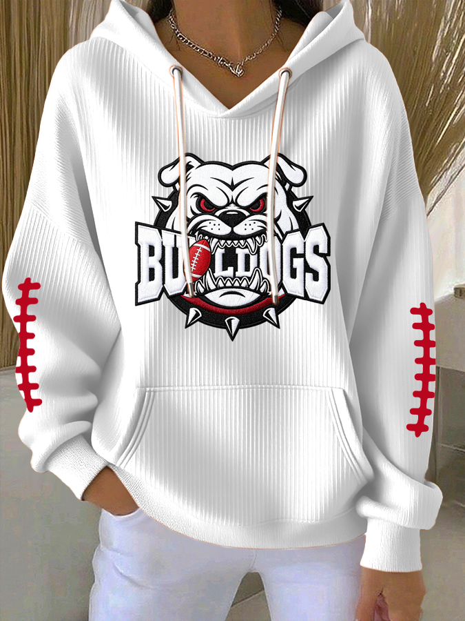 Women'S Football Print Hooded Sweatshirt