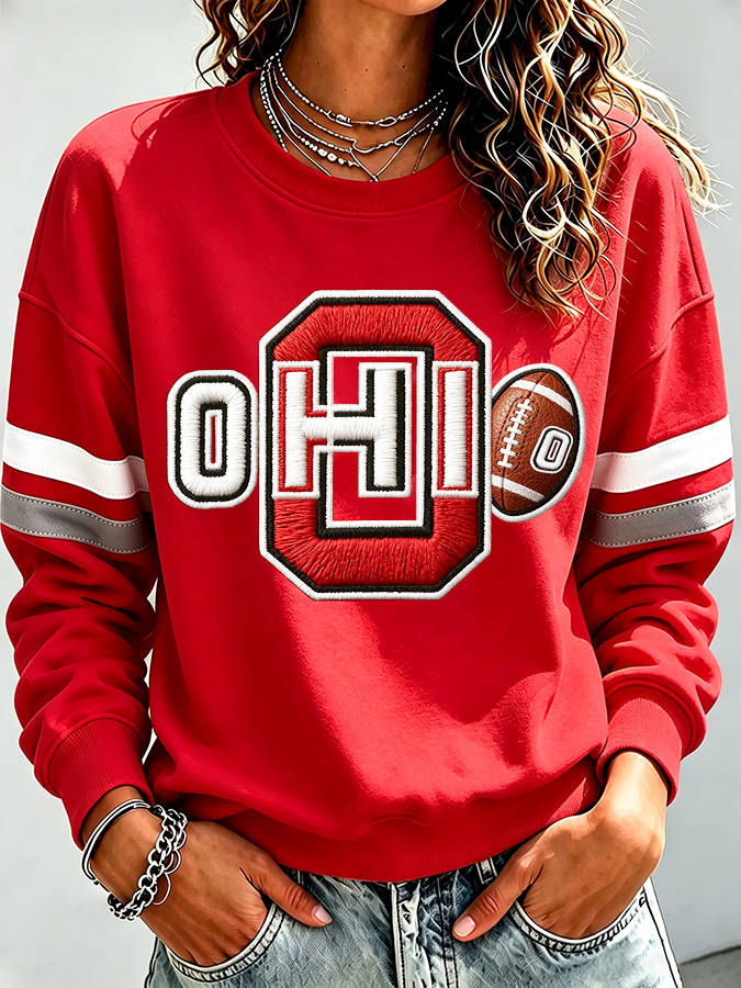 Ladies' Rugby Printed Round Neck T-Shirt