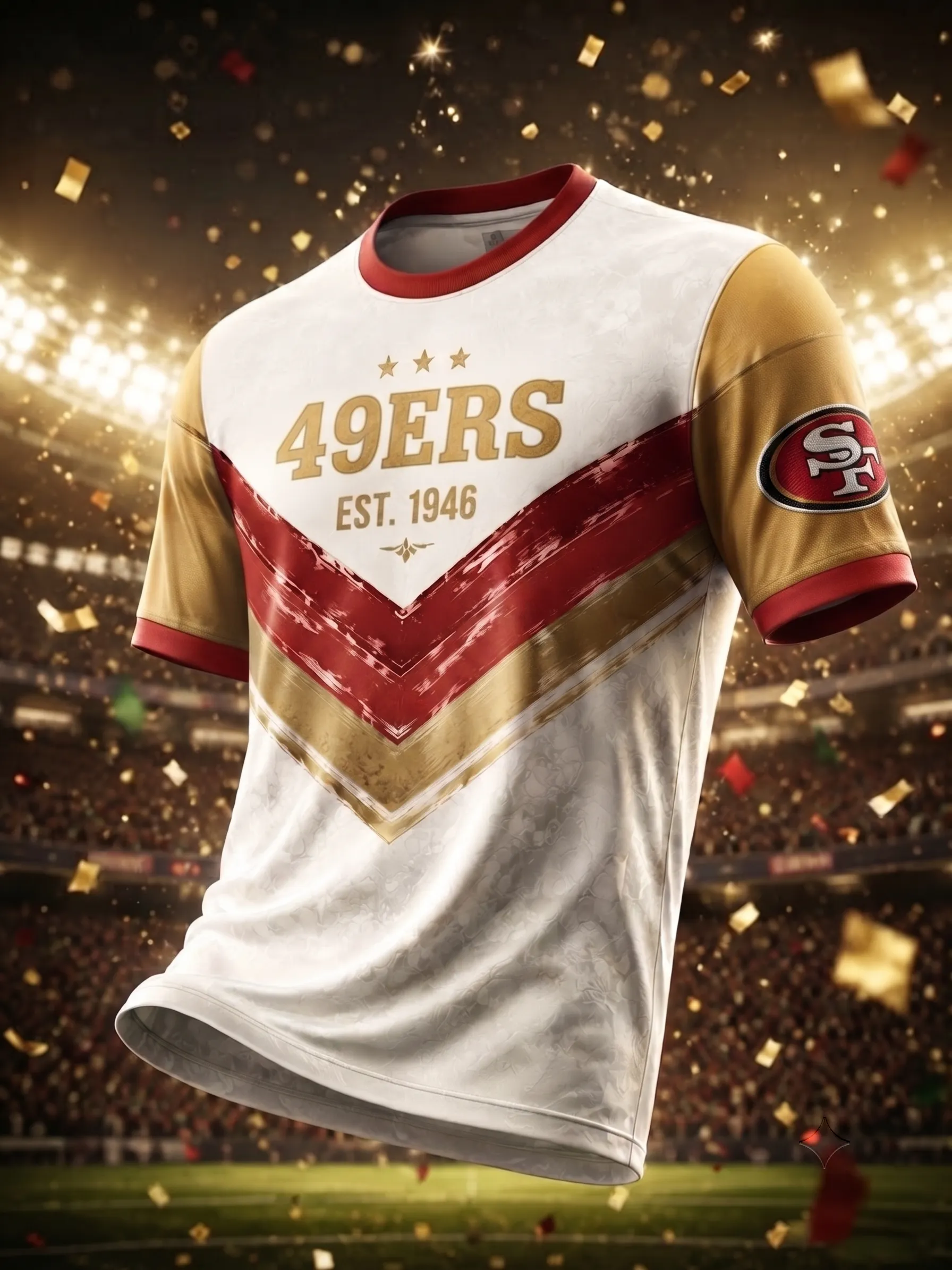 Men's San Francisco 49ers White Gold Raglan Chevron Vintage Print Crew Neck Football Short Sleeve T-Shirt