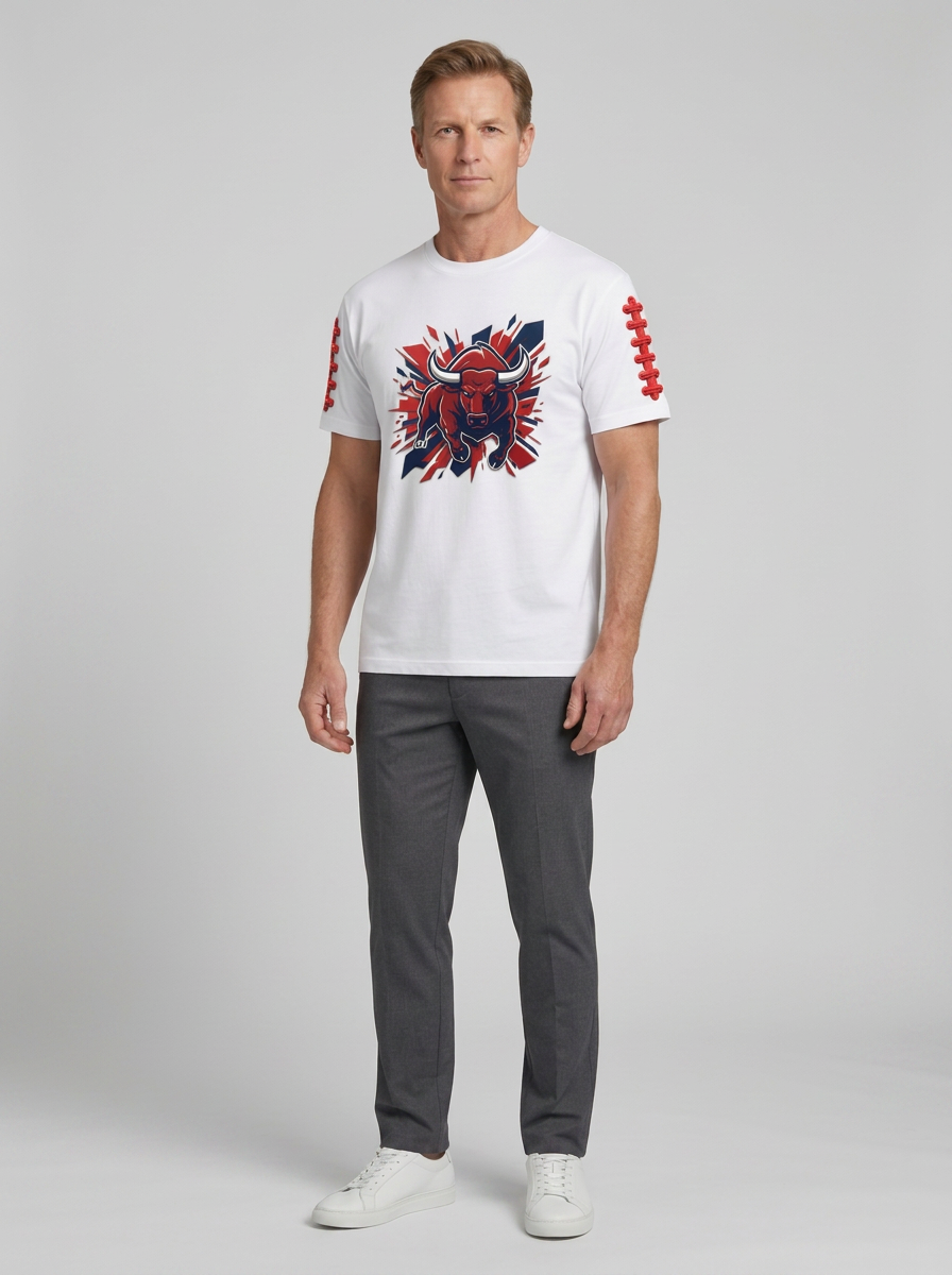 Unisex Houston Texans Football Bull Graphic Printed T-shirt