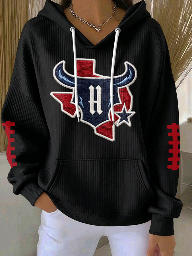Women'S Football Print Hooded Sweatshirt