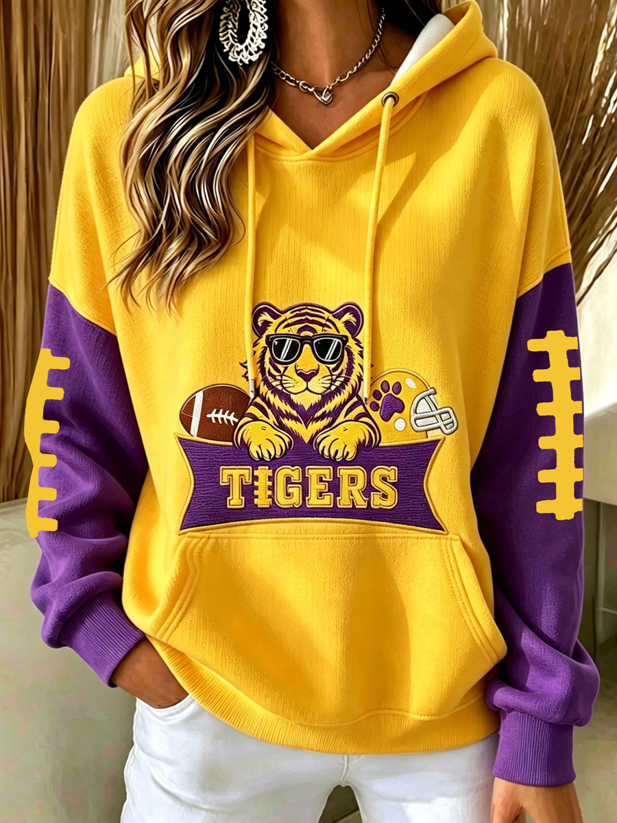 Women'S College Football Printed Hooded Sweatshirt