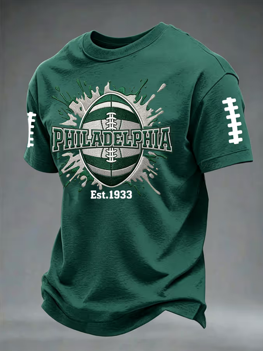 Men'S Football Print Short-Sleeve T-Shirt