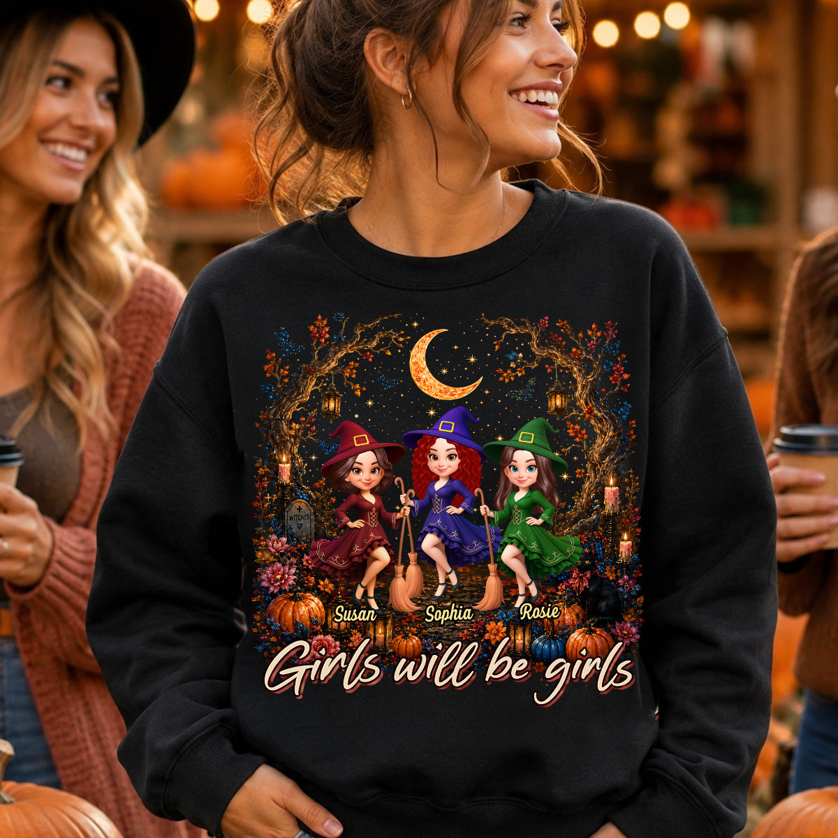 Girls Will Be Girls Besties Halloween - Personalized Shirt - Halloween Gift, Gift For Best Friends