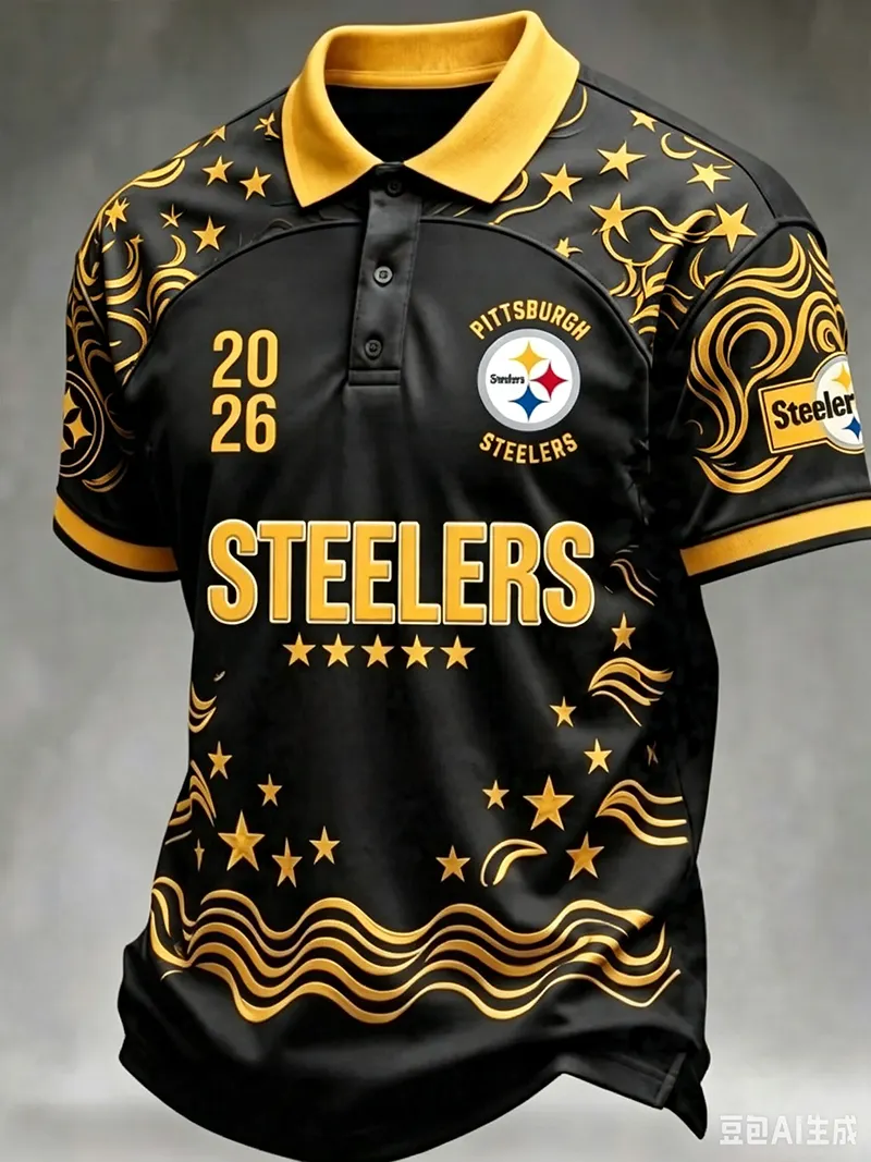 Men's Pittsburgh Steelers 2026 Star Wave Printed Polo Shirt