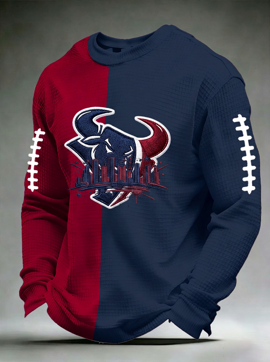 Men's Houston Texans Bull Skyline Football Printed T-shirt