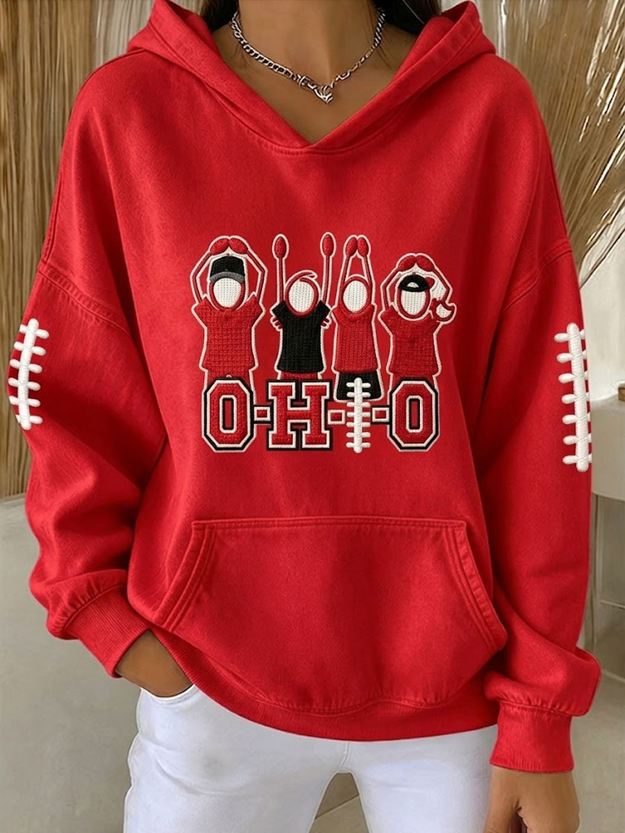 Women's Football Fan Printed Vintage Hoodie