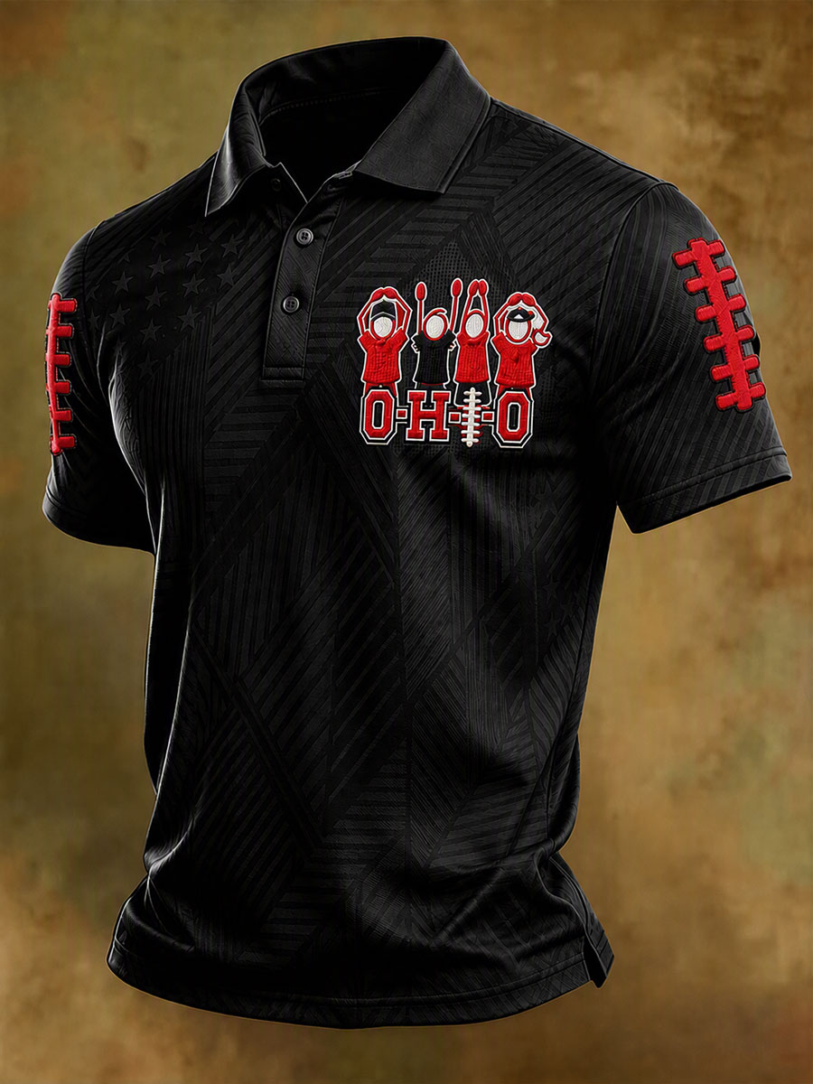 Men'S Retro Rugby Collar Polo T-Shirt