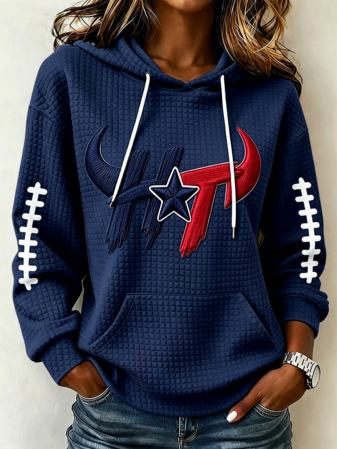 Women'S Football Printed Checkered Hoodie