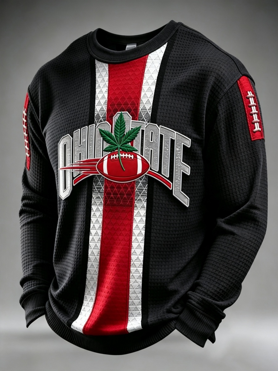 Men'S Football Game Printed Waffle Sweatshirt