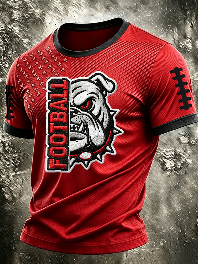 Men'S Rugby Printed Round Neck T-Shirt
