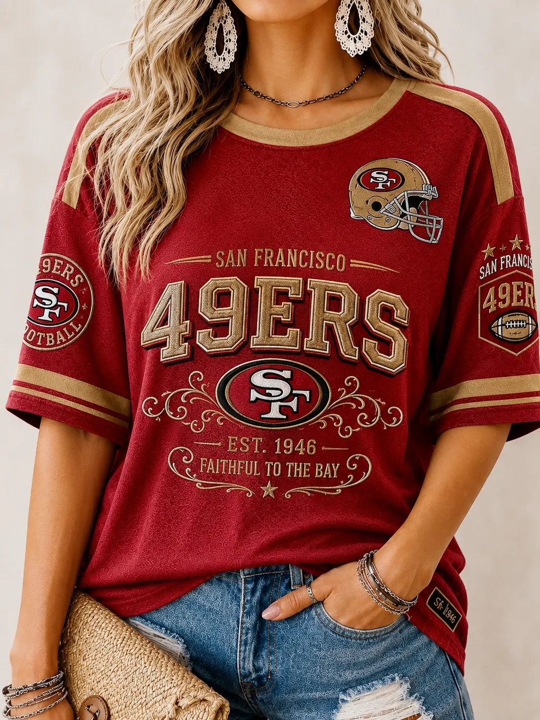 Women's Casual Football Short-Sleeve T-Shirt