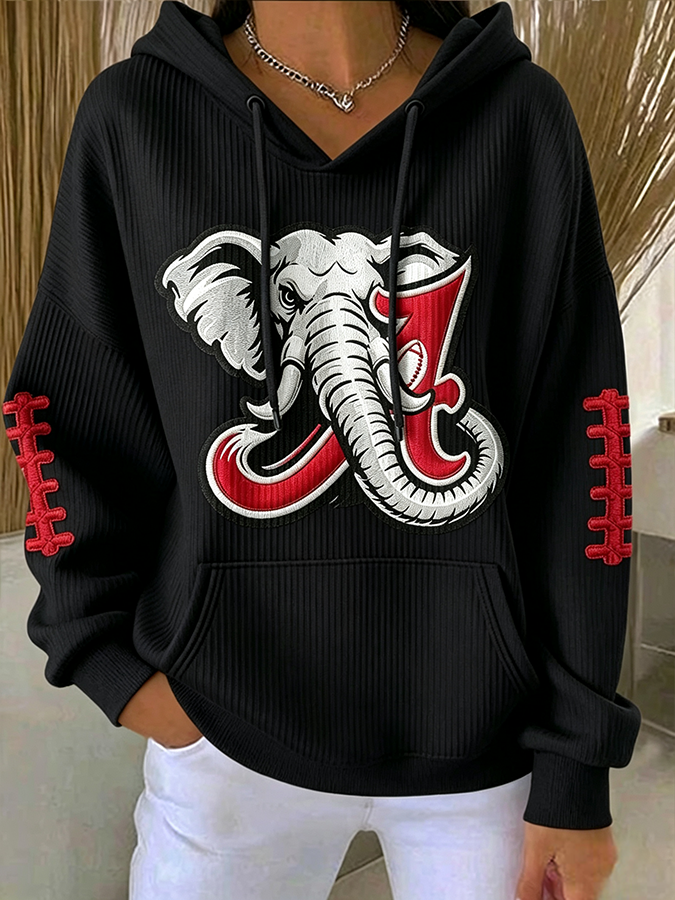 Women'S Rugby Printed Hooded Sweatshirt