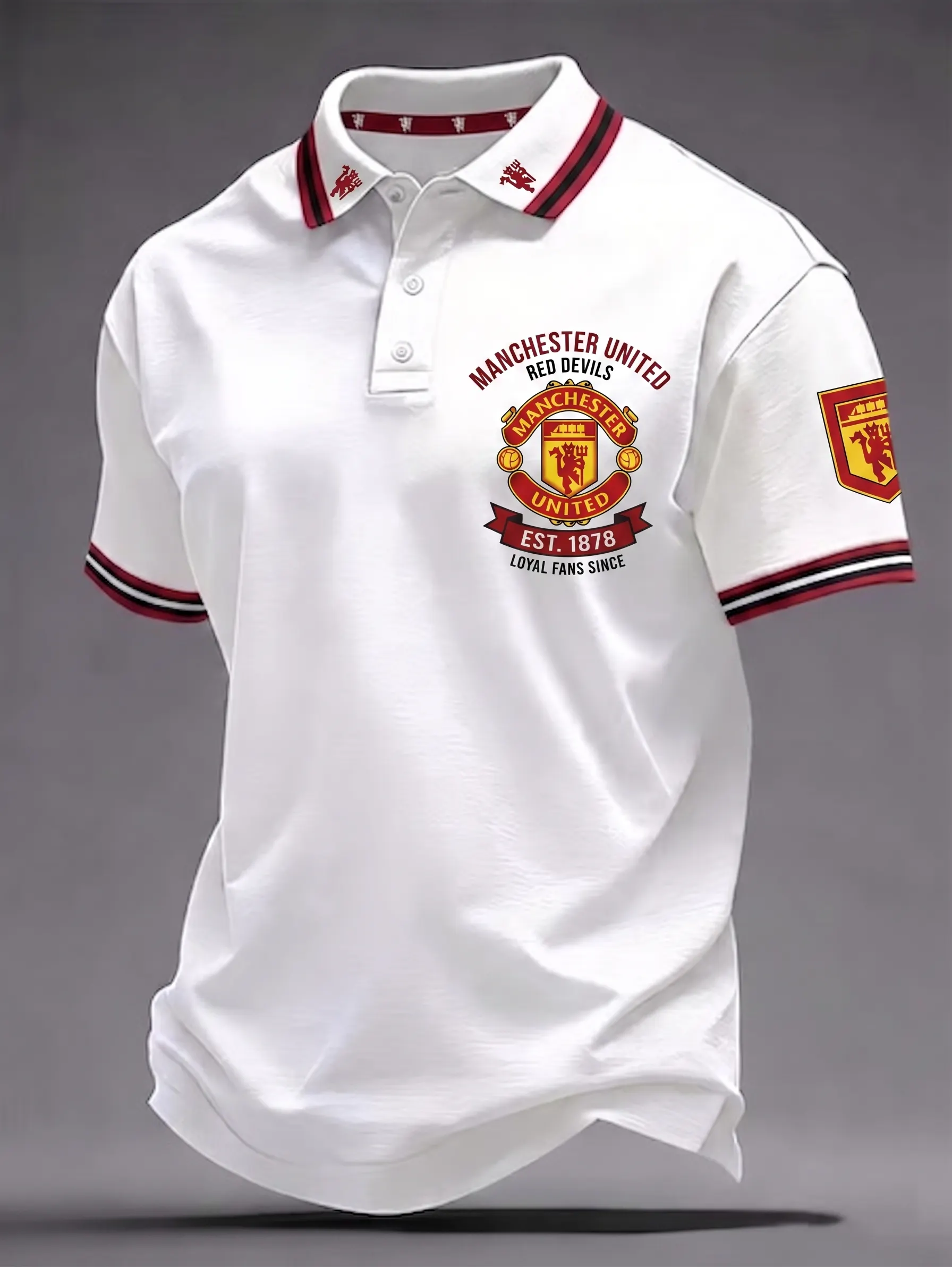 Men's Casual Football   Print Polo Shirt