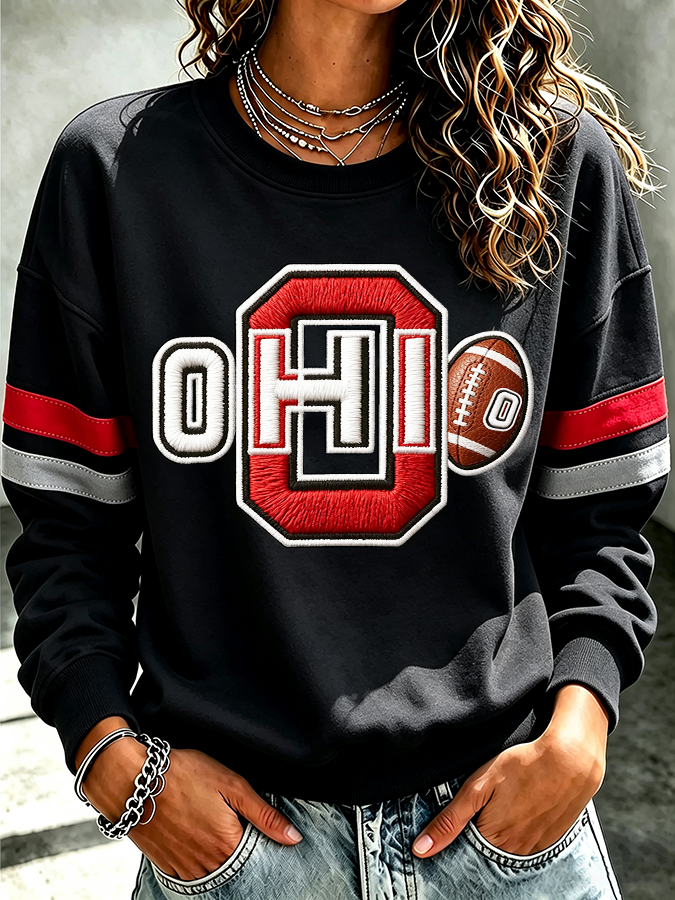 Ladies' Rugby Printed Round Neck T-Shirt