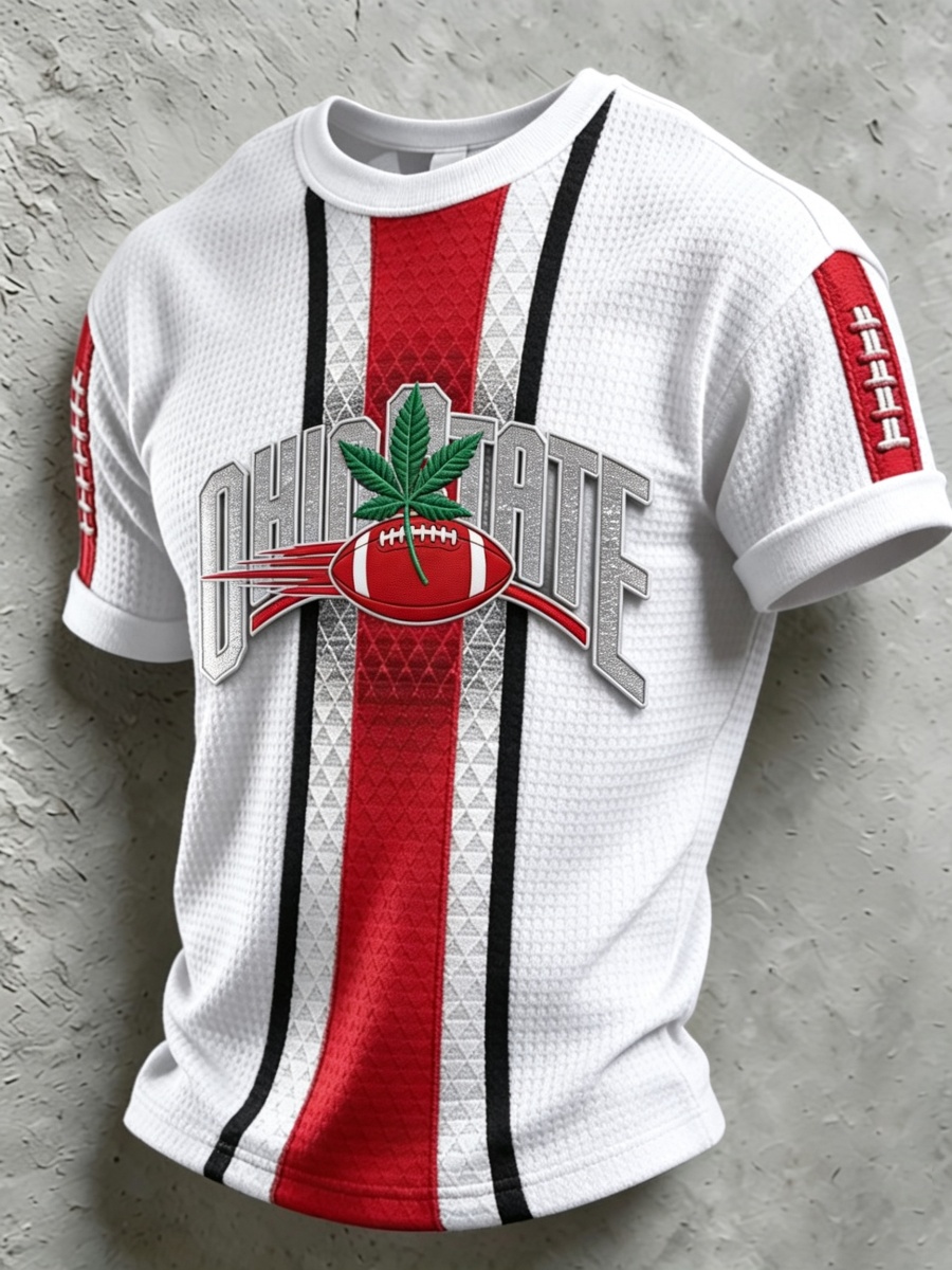 Men's Football Pattern Waffle T-Shirt
