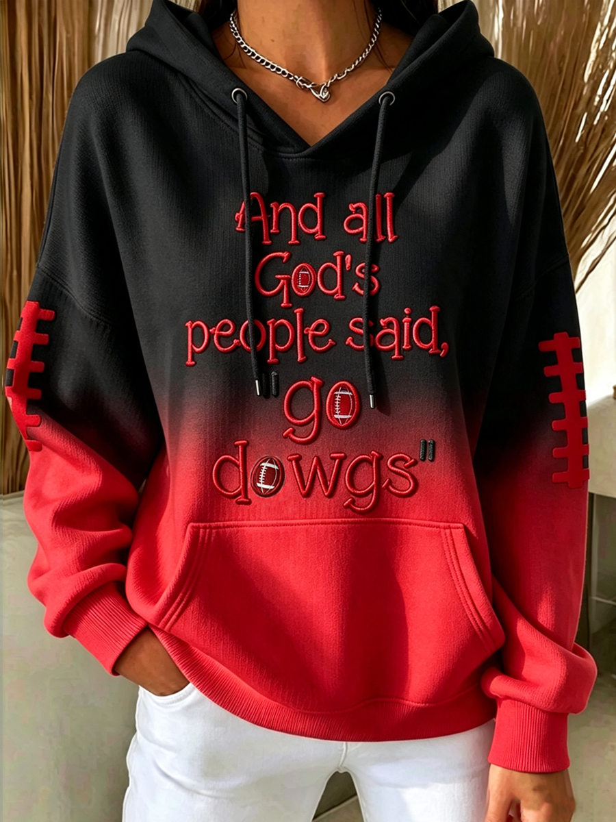 Women'S College Football Printed Hooded Sweatshirt