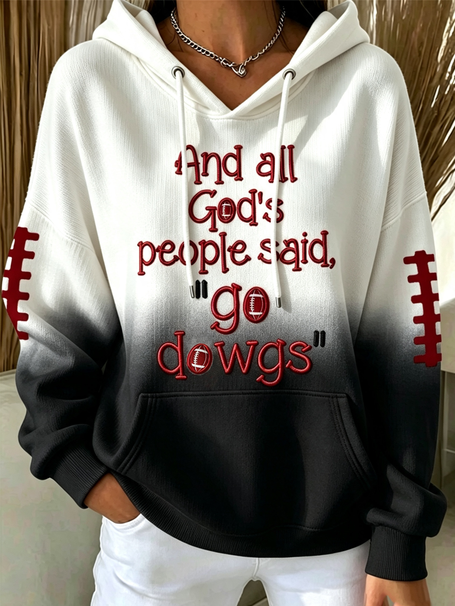 Women'S College Football Printed Hooded Sweatshirt