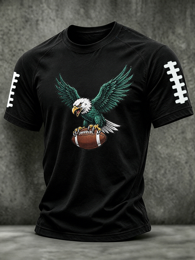 Men'S Eagles Fans Football Print Short Sleeve T-Shirt