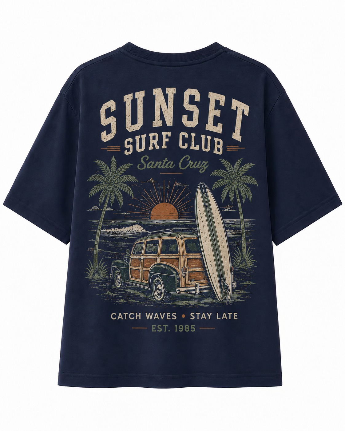 Sunset Surf Club V-Neck Tee