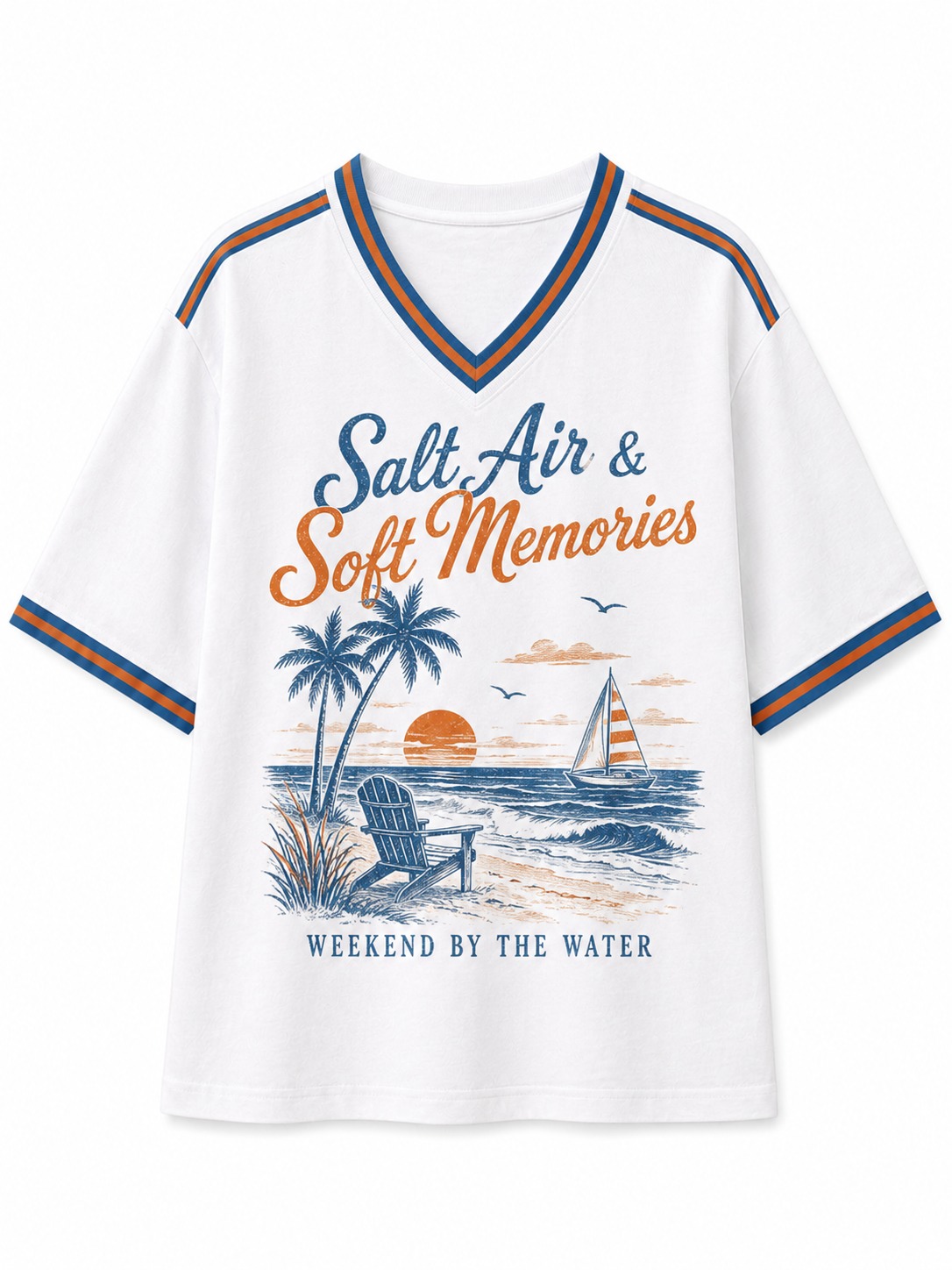 Salt Air & Soft Memories Coastal V-Neck Tee