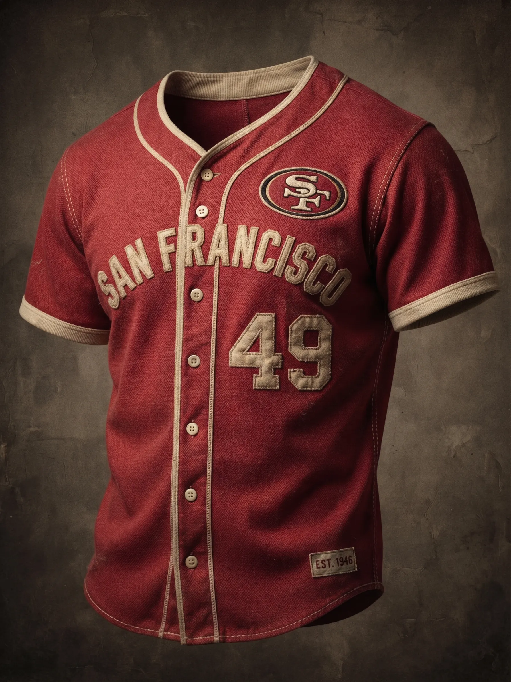 Men's San Francisco 49ers Vintage Washed Button-Up Baseball Style Football Jersey