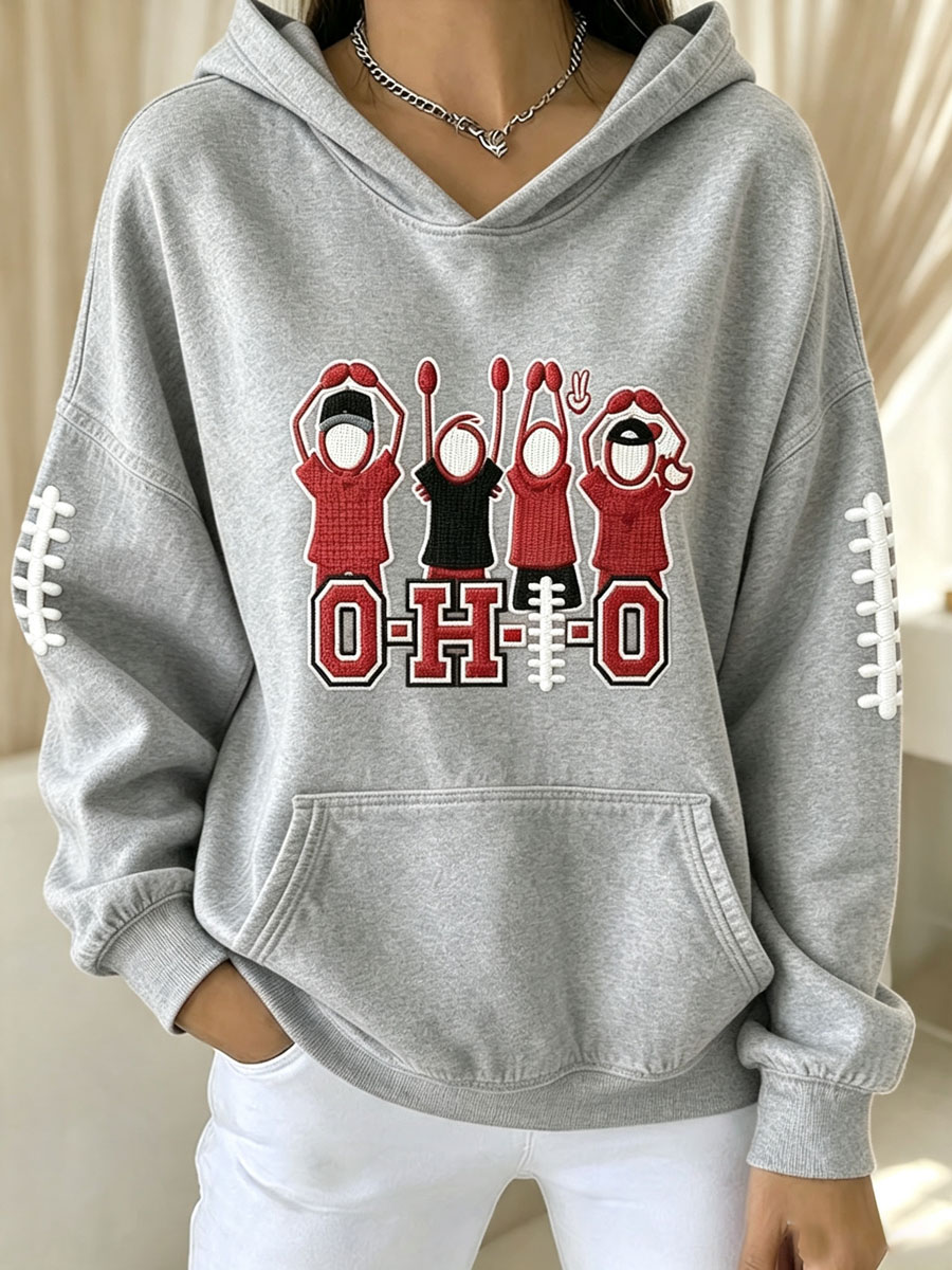Women's Football Fan Printed Vintage Hoodie