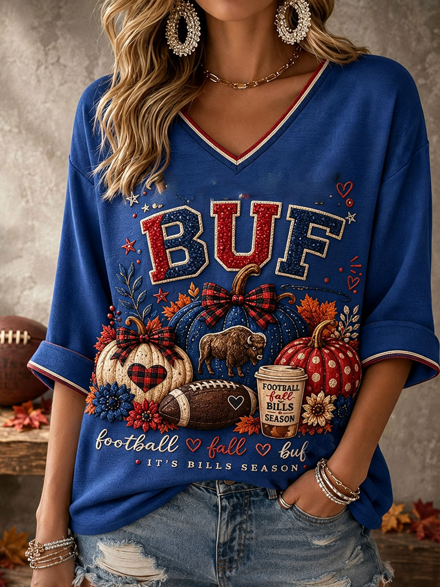 Women'S Football  Print Waffle  Top