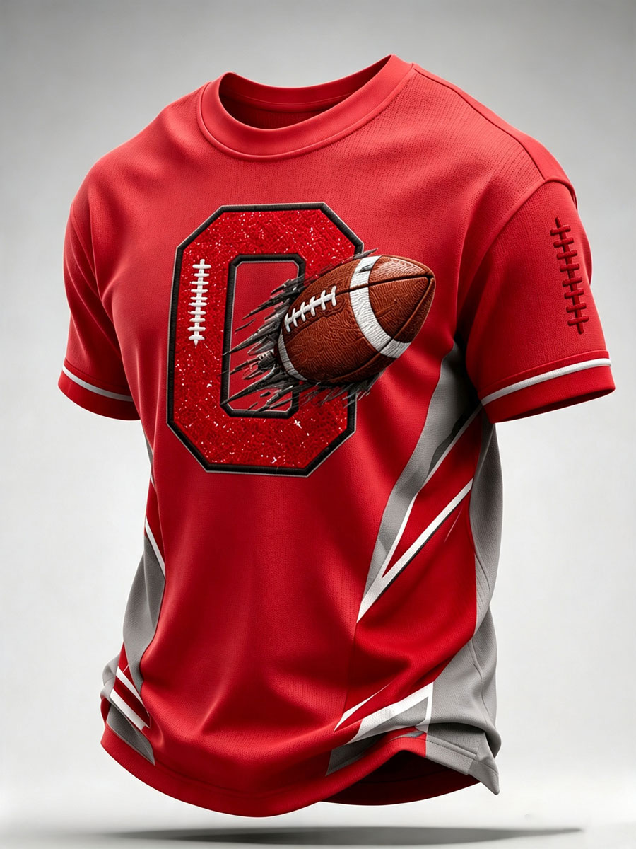 Men's Football Print Casual T-Shirt
