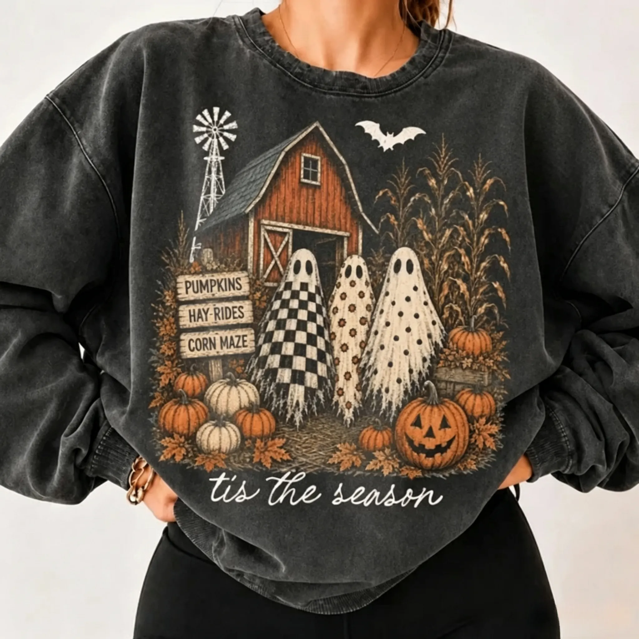 Tis The Season Ghost Trio Sweatshirt | Pumpkin Patch Ghosts Shirt