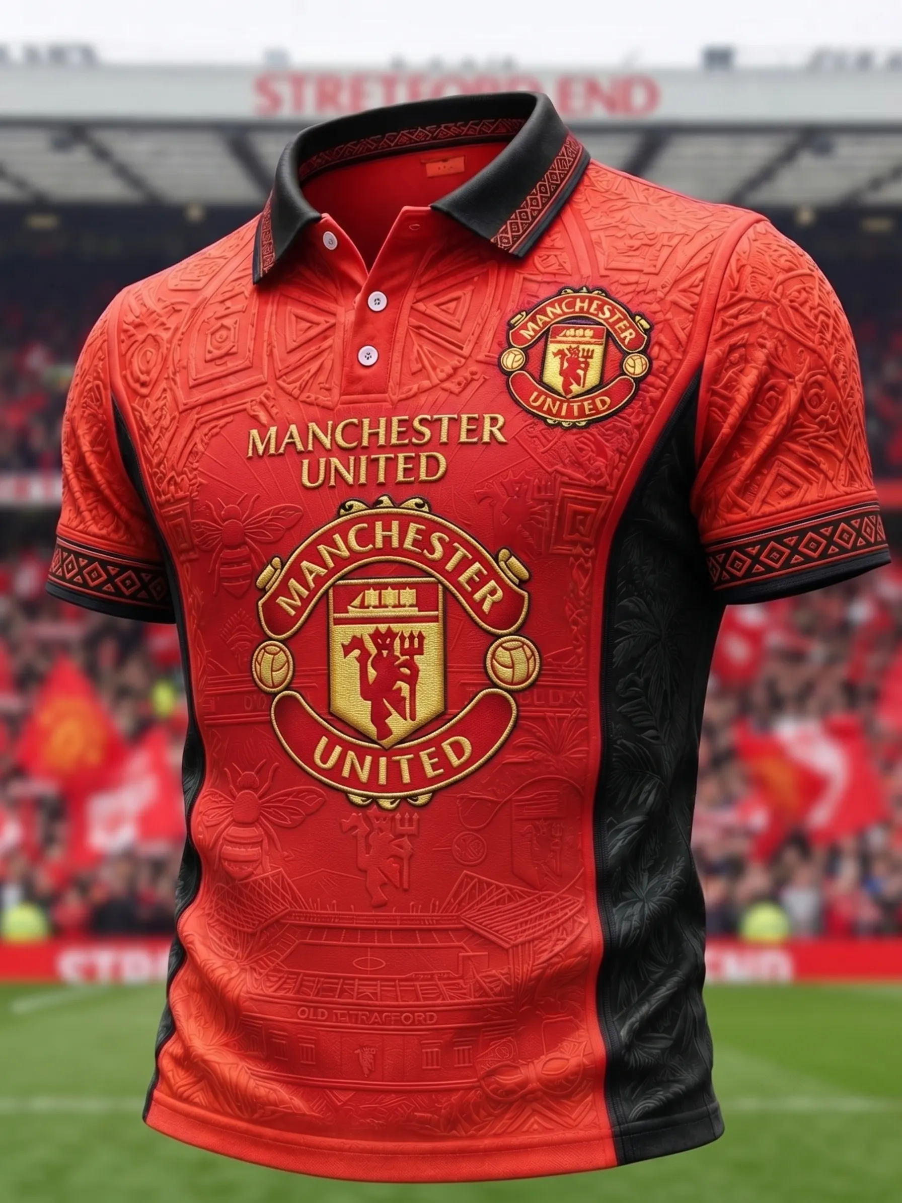 Men's Casual Football   Print Polo Shirt