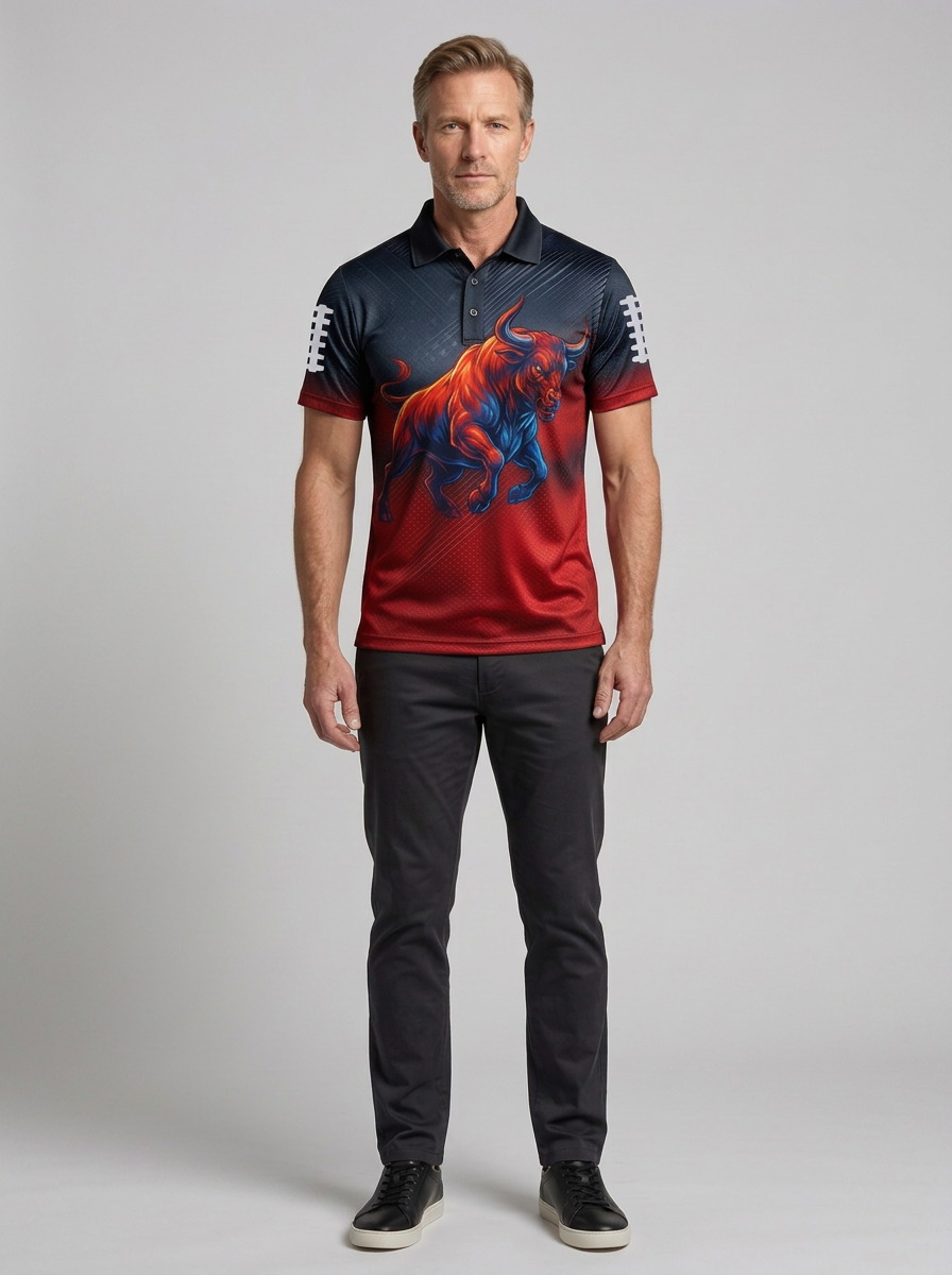 Men's Houston Texans Football Bull Printed Polo Shirt