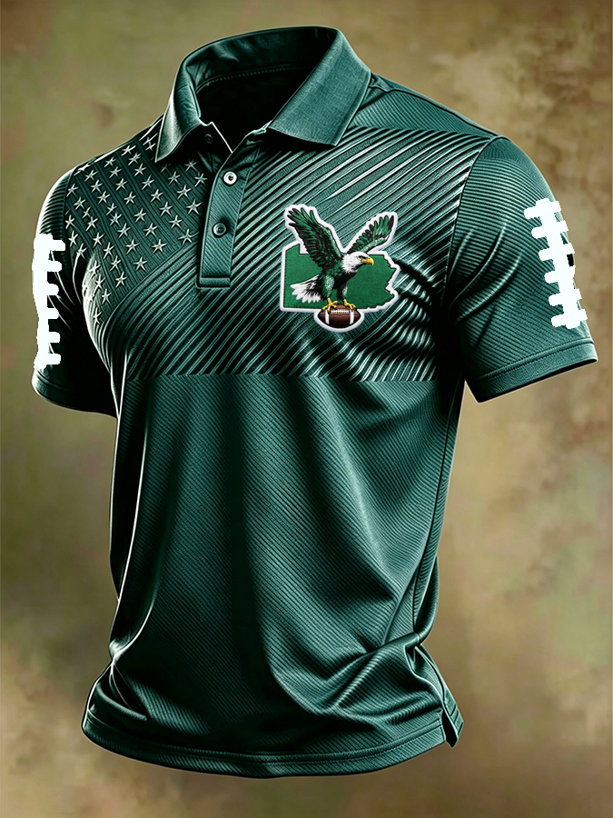 Men'S Football Print Polo T-Shirt