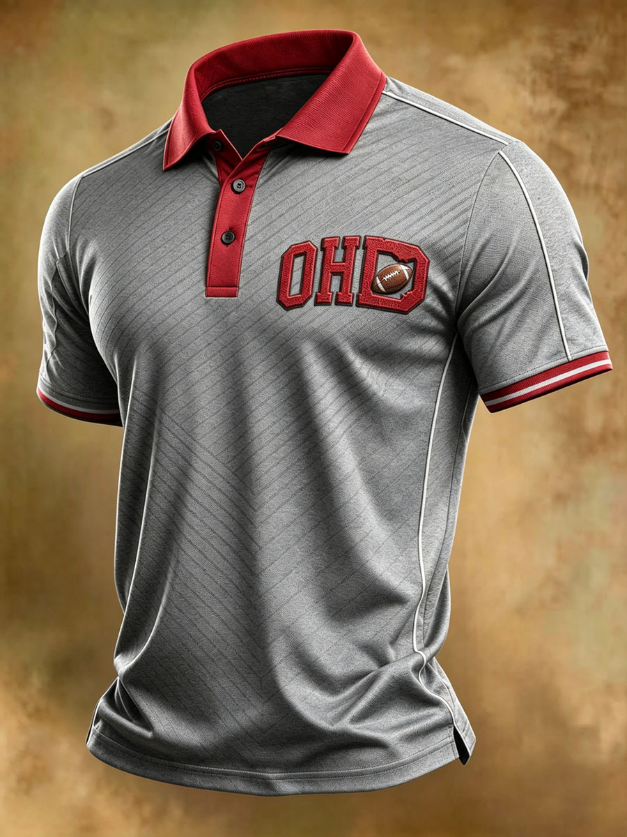 Men'S Retro Rugby Collar Polo T-Shirt