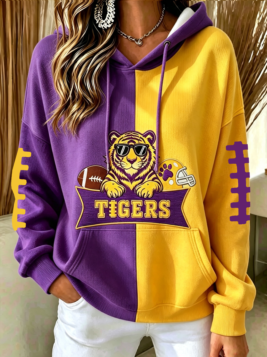 Women'S College Football Printed Hooded Sweatshirt