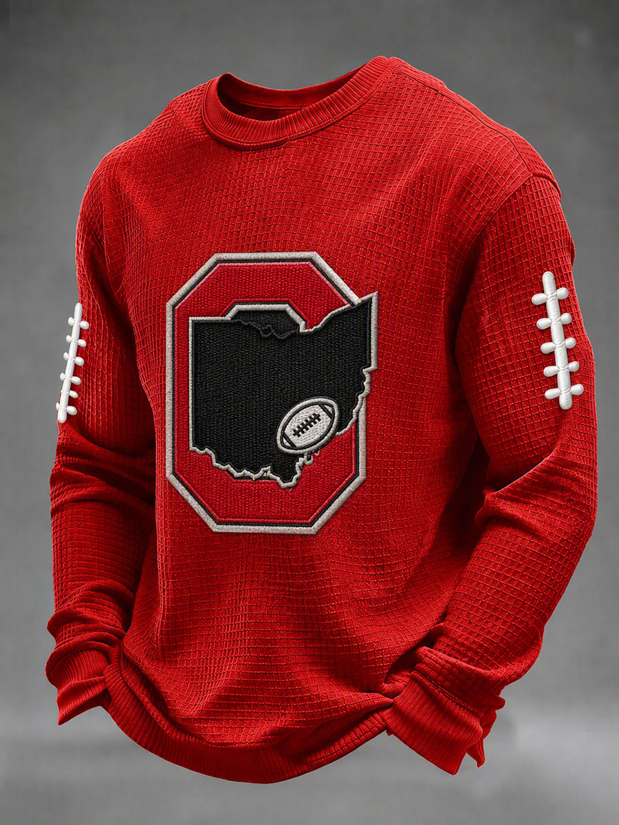 Men'S Football Game Printed Waffle Sweatshirt