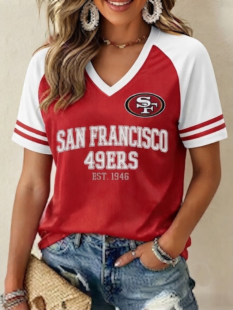 Women's Football Fans V-Neck Short-Sleeve T-Shirt