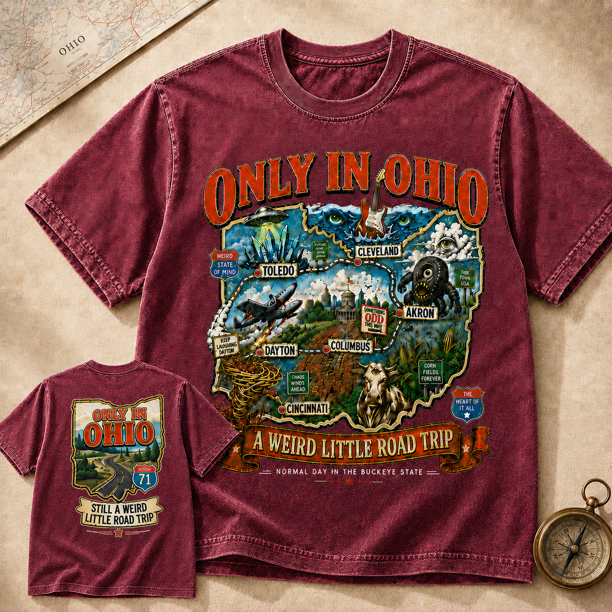 Only in Ohio Weird Road Trip Tee