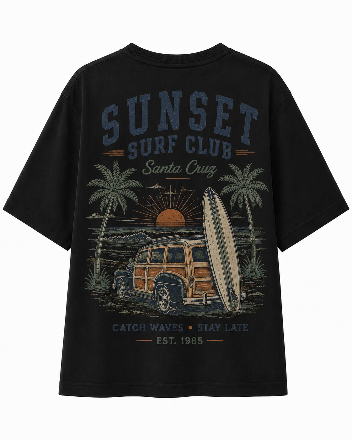 Sunset Surf Club V-Neck Tee