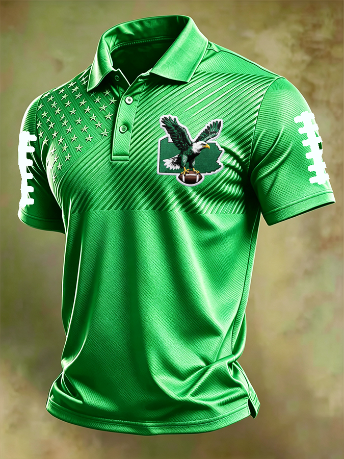 Men'S Football Print Polo T-Shirt