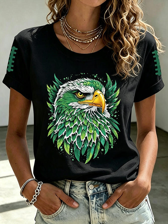 Women'S Retro Football Print T-Shirt