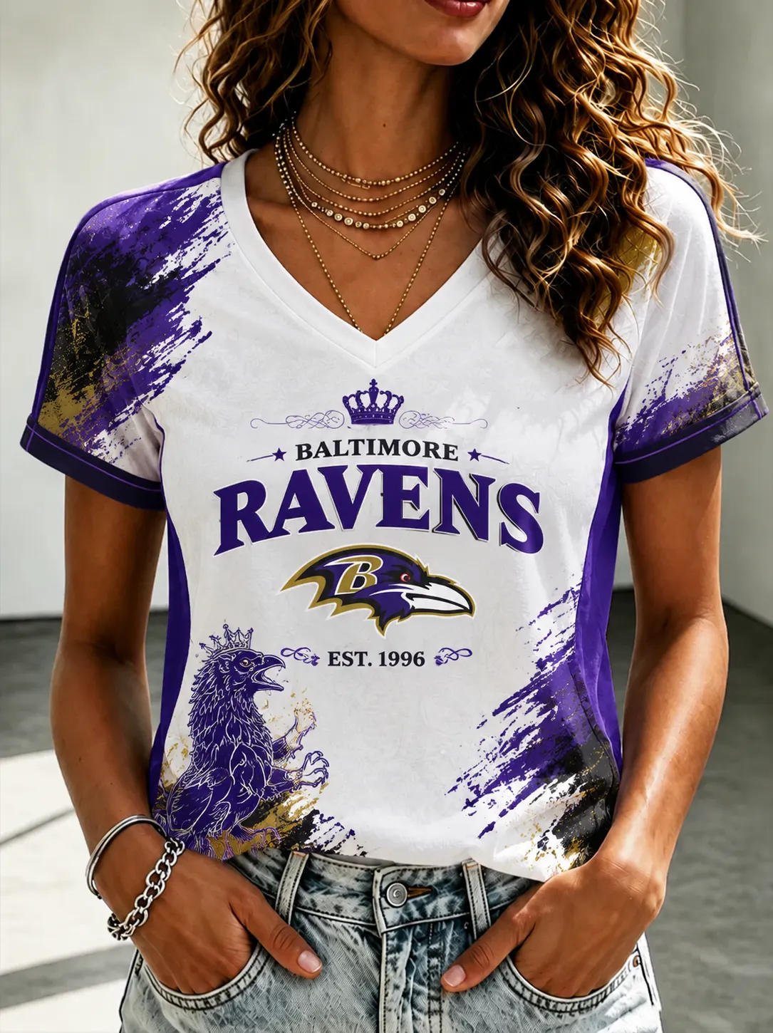 Women's Casual Football Print T-Shirt