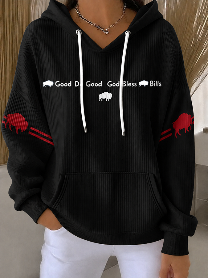 Women'S Football Casual Printed Hoodie
