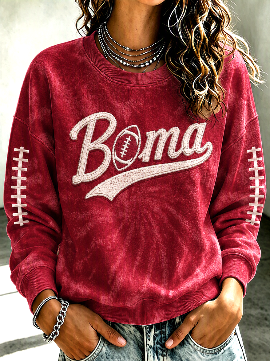 Women'S Retro Football Round Neck Sports Shirt