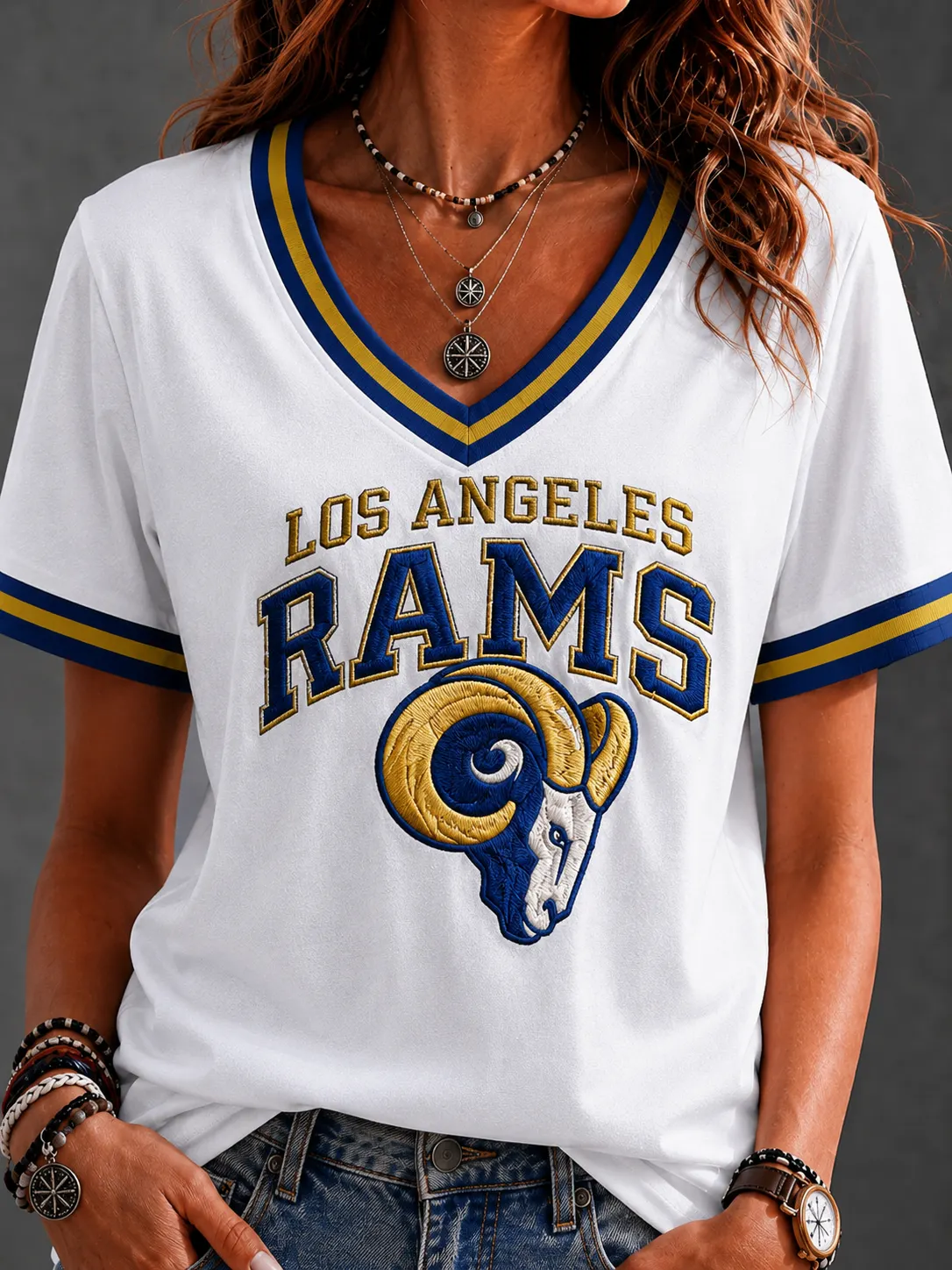 Women's Football V-Neck T-Shirt