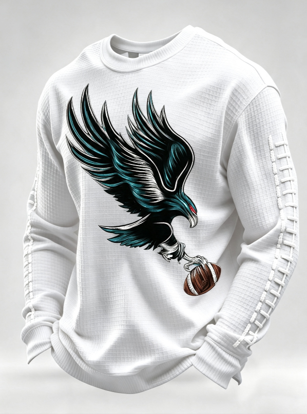Men'S Football Game Print Waffle Sweatshirt